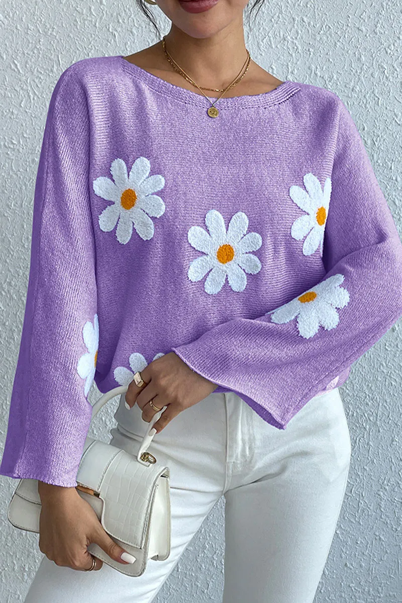 TK0641 Flowers Knitted Shirt