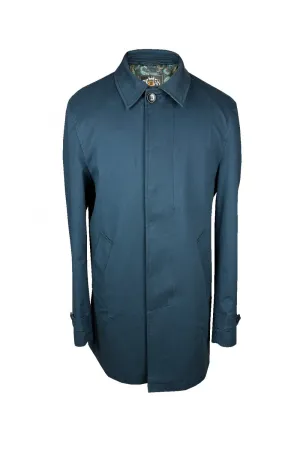 Trojan Paisley Trim Peached Cotton Mac In French Navy
