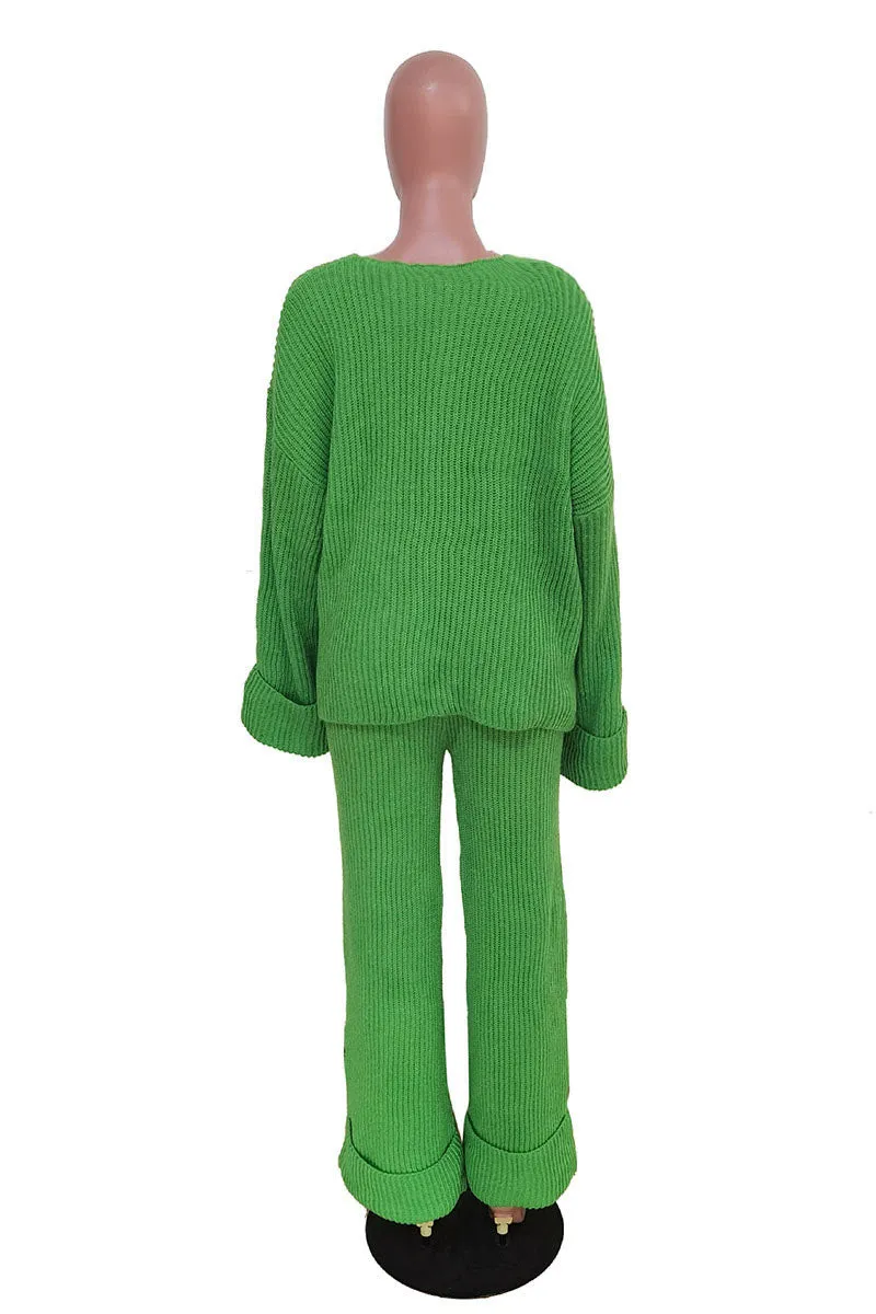 UI0193 Knitted Shirt and Pants Set
