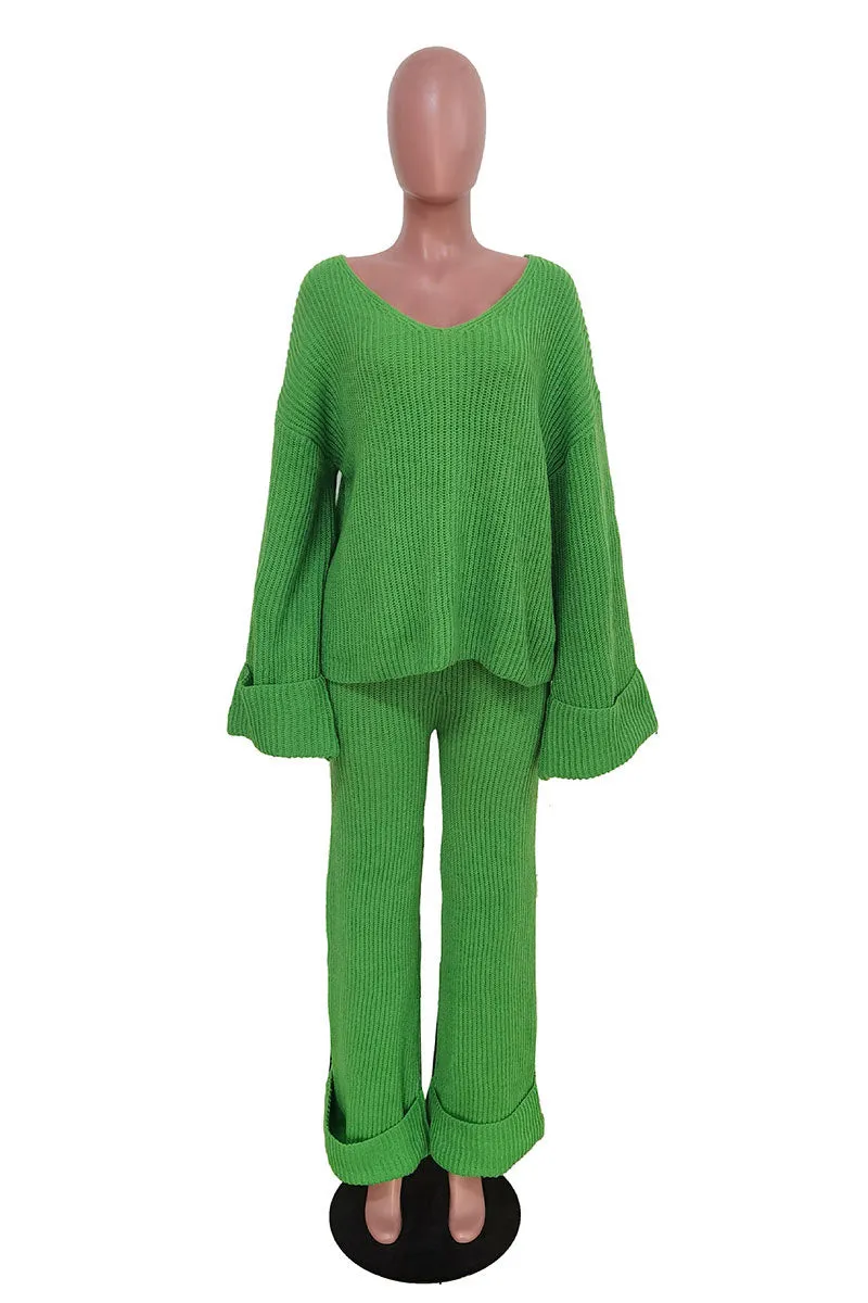 UI0193 Knitted Shirt and Pants Set