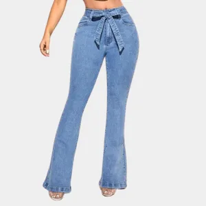Ultra-comfortable wide-leg jeans with high stretch for women