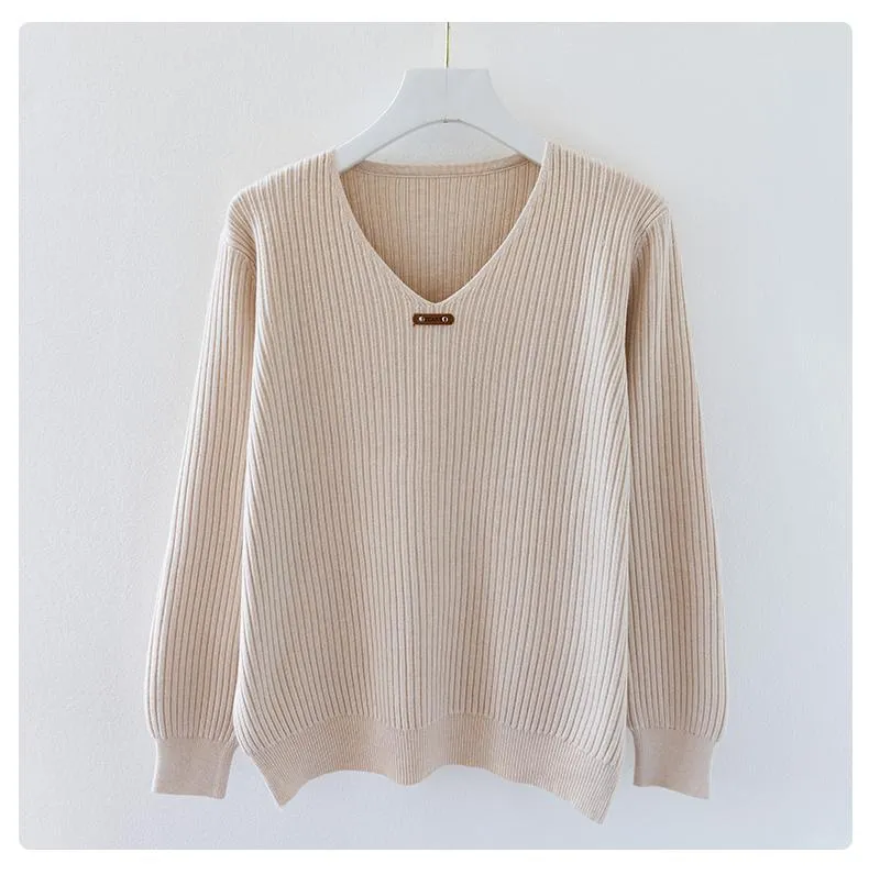 V-Neck Basic Style Autumn Winter Sweater