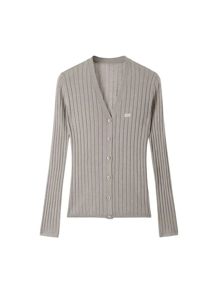 V-Neck Embroidered Slim Woolen Jacket