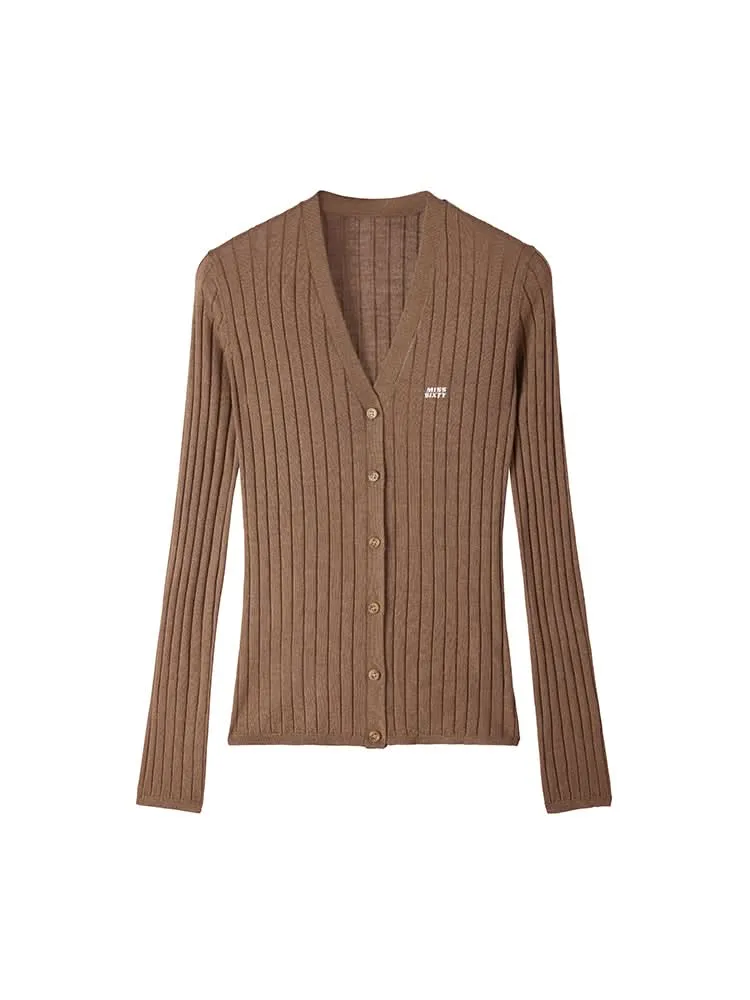 V-Neck Embroidered Slim Woolen Jacket