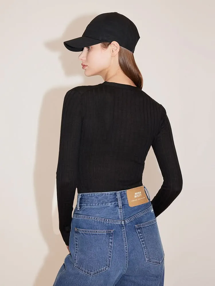V-Neck Embroidered Slim Woolen Jacket