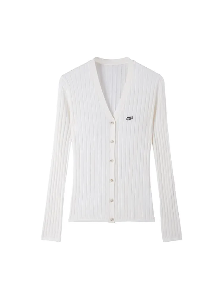 V-Neck Embroidered Slim Woolen Jacket