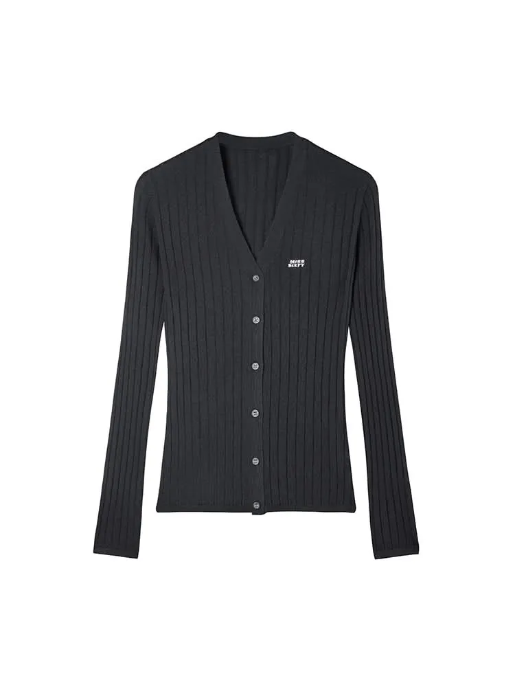 V-Neck Embroidered Slim Woolen Jacket