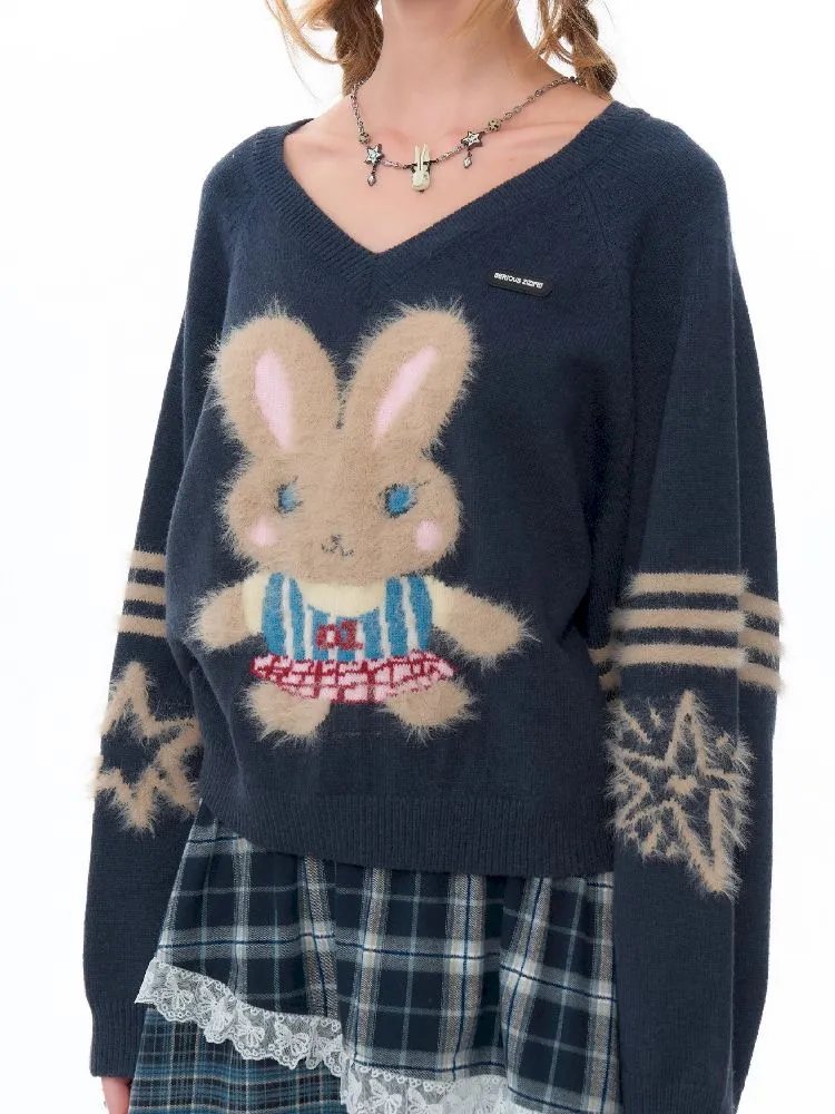 V-Neck Soft Dark Gray Sweater【s0000011496】