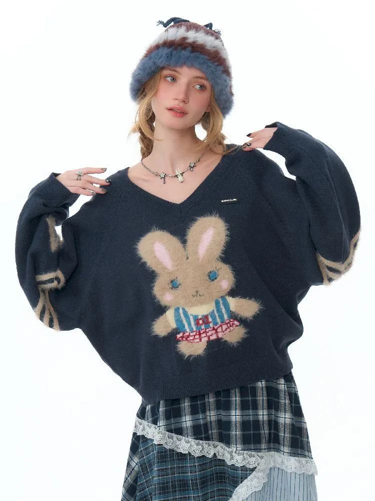 V-Neck Soft Dark Gray Sweater【s0000011496】