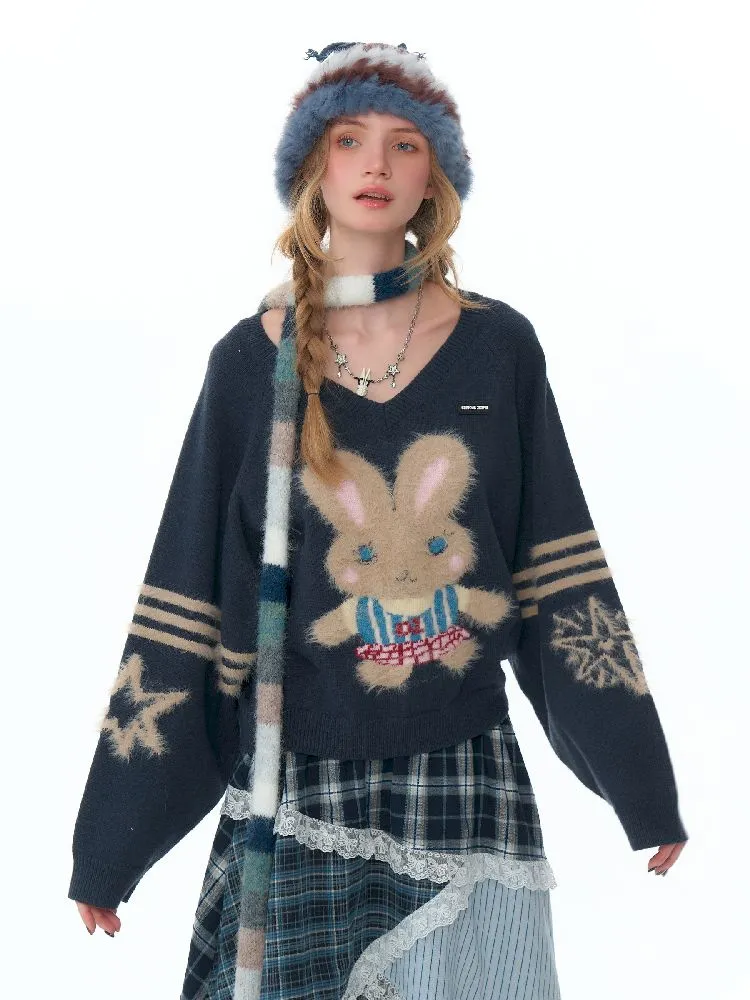 V-Neck Soft Dark Gray Sweater【s0000011496】