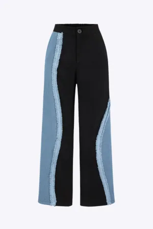 Verena - Contemporary Patchwork Pattern Woman's Wide Leg Trousers