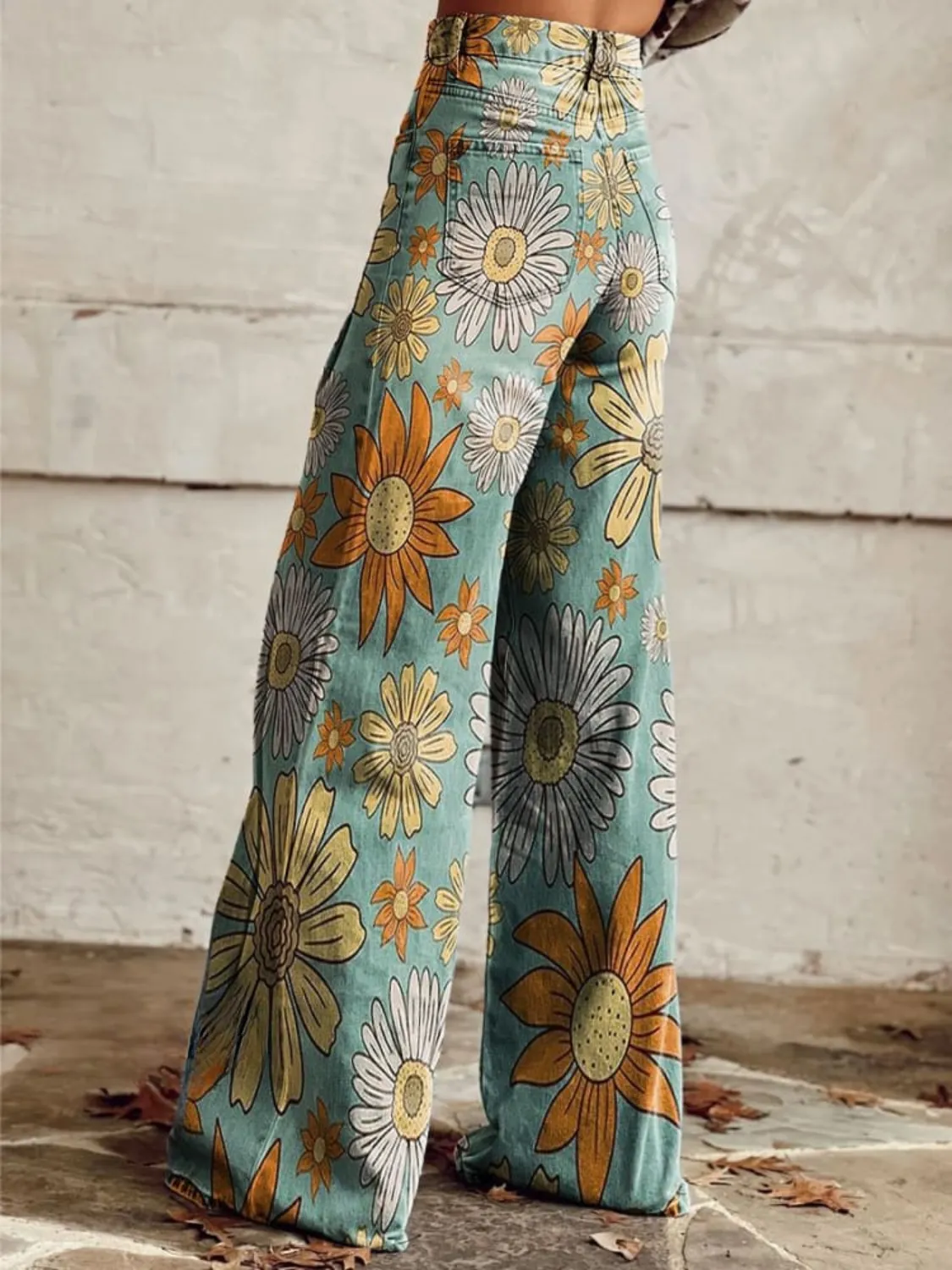Vivian | Vintage Floral Print Wide-Leg Pants