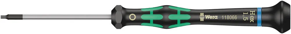 Wera 05118066001 2054 Screwdriver for hexagon socket screws for electronic applications, 1.5 x 60 mm