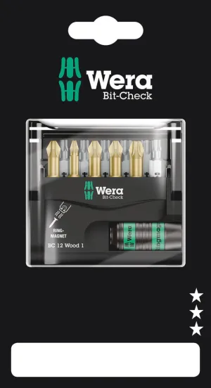 Wera 05136390001 Bit-Check 12 Wood 1 SB, 12 pieces