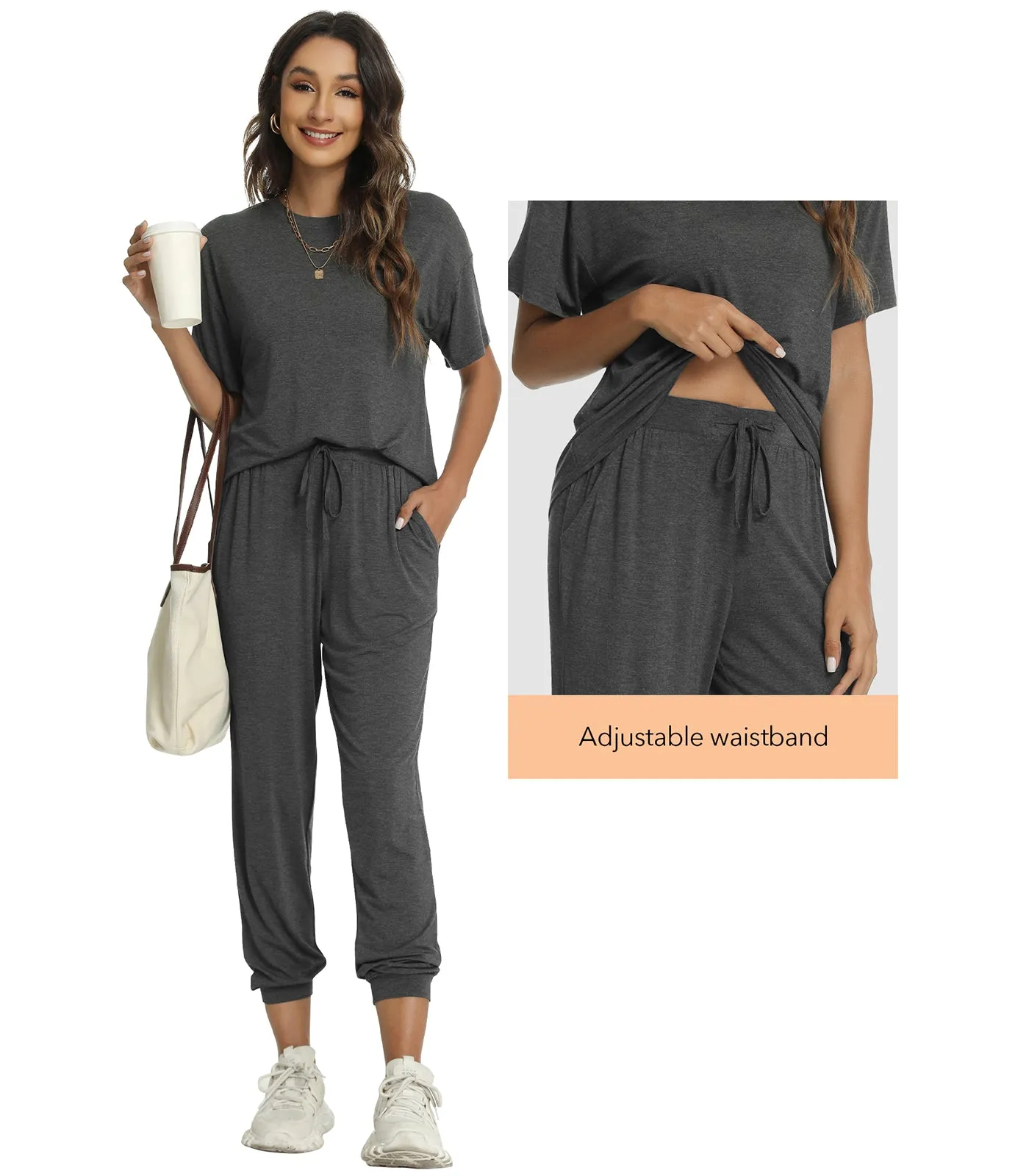 WiWi Womens Bamboo Two Piece Outfits Sets