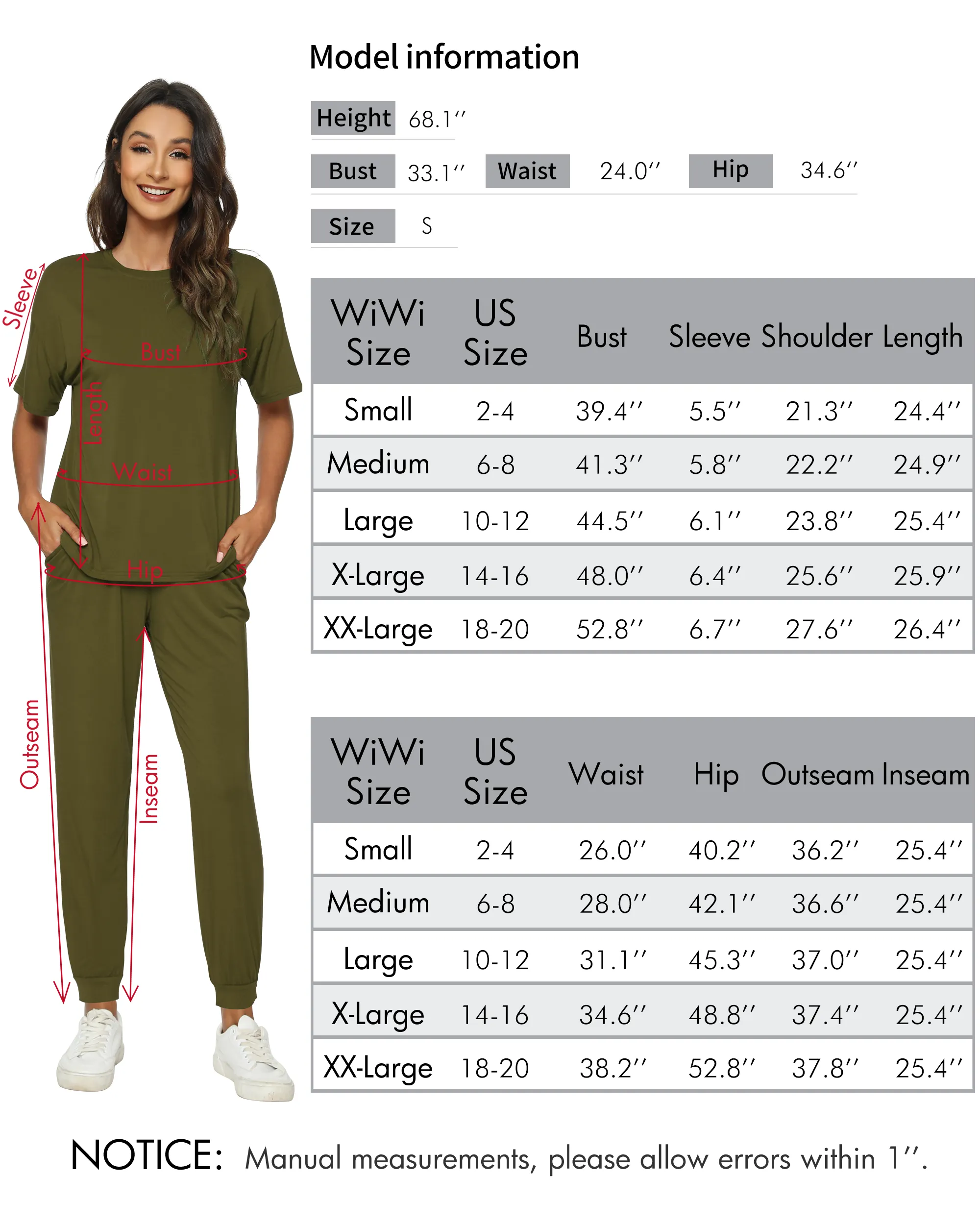 WiWi Womens Bamboo Two Piece Outfits Sets
