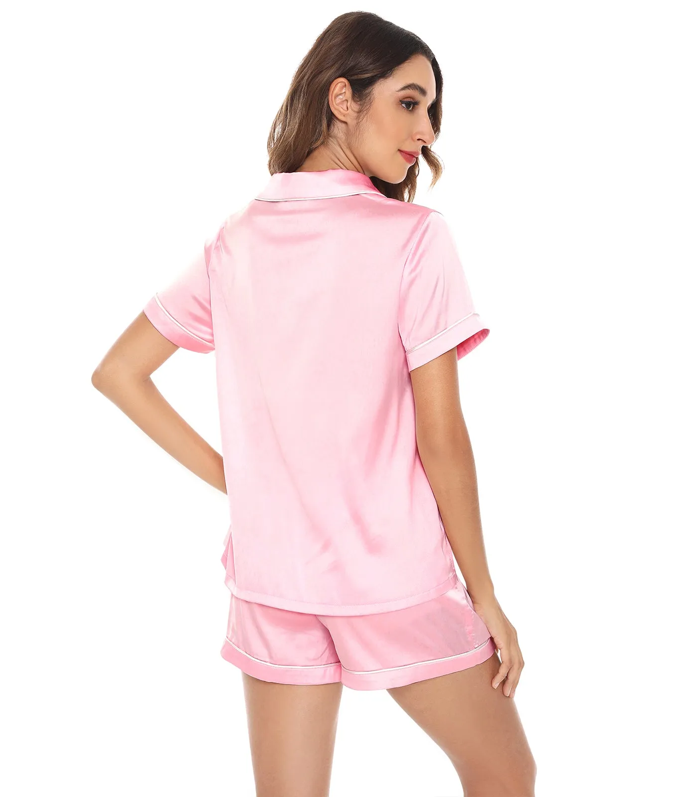 WiWi Womens Silk Satin Pajamas Soft Summer Sleepwear