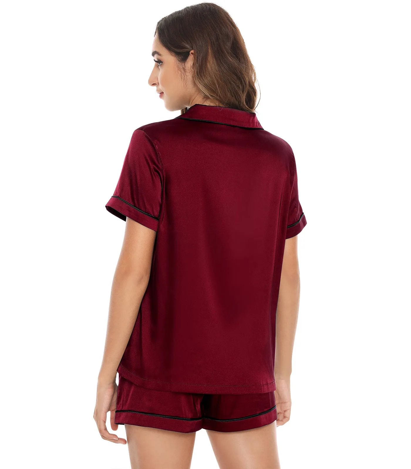 WiWi Womens Silk Satin Pajamas Soft Summer Sleepwear