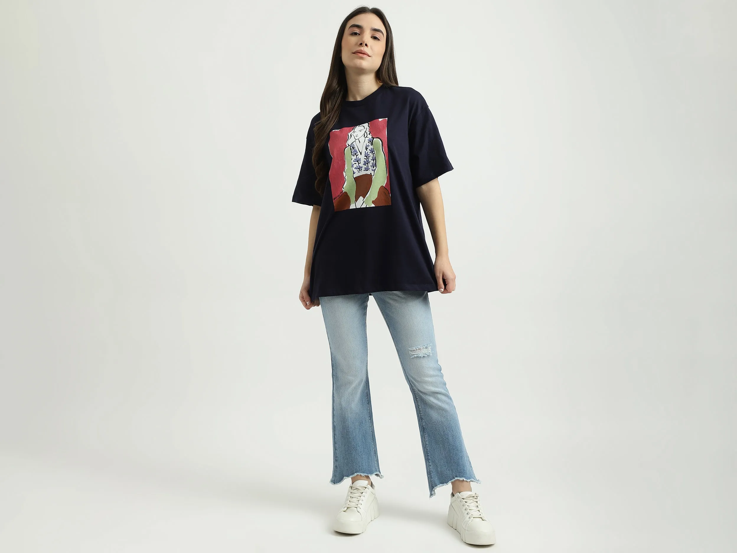 Women Printed Round Neck T-shirt