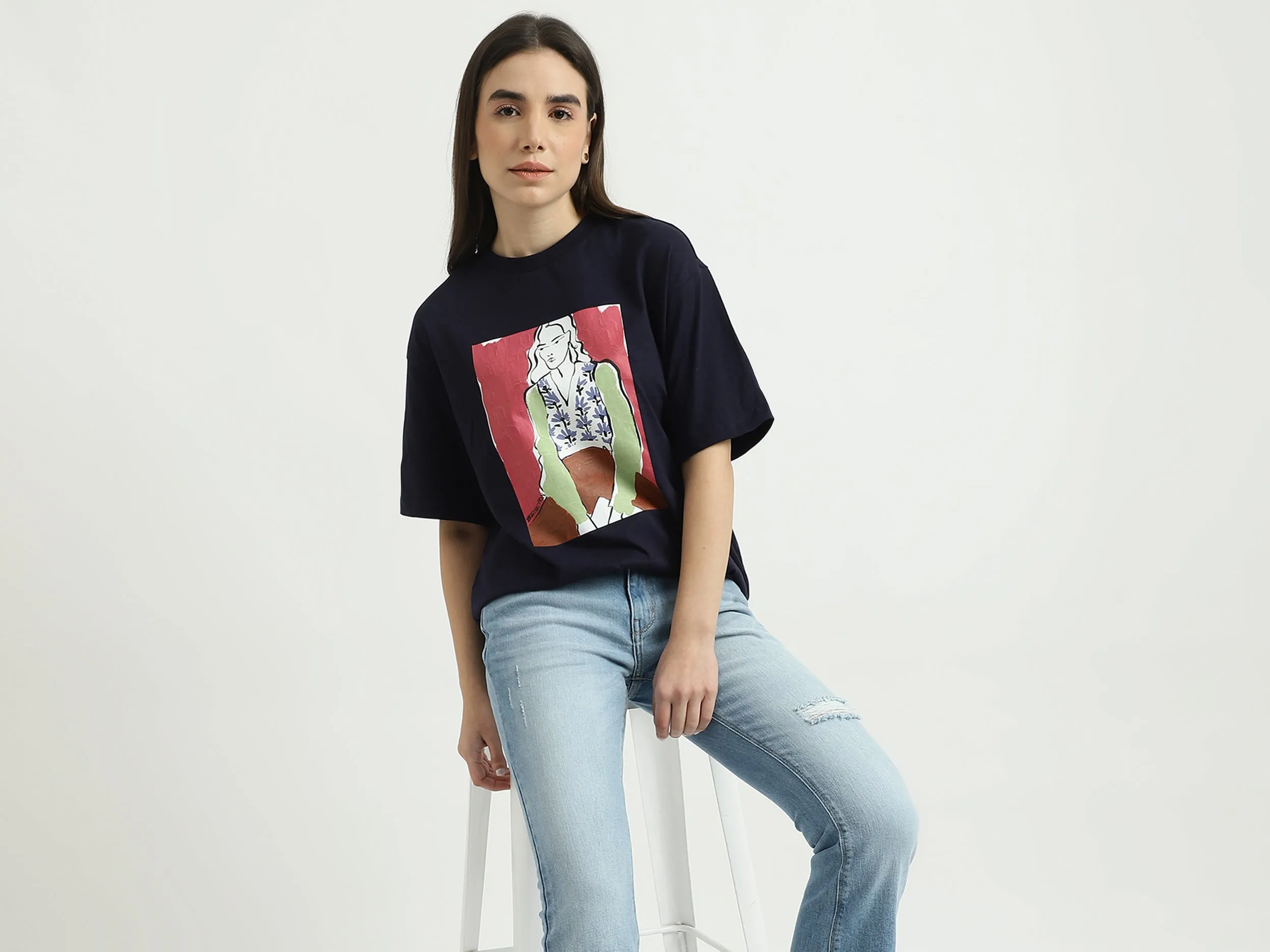 Women Printed Round Neck T-shirt