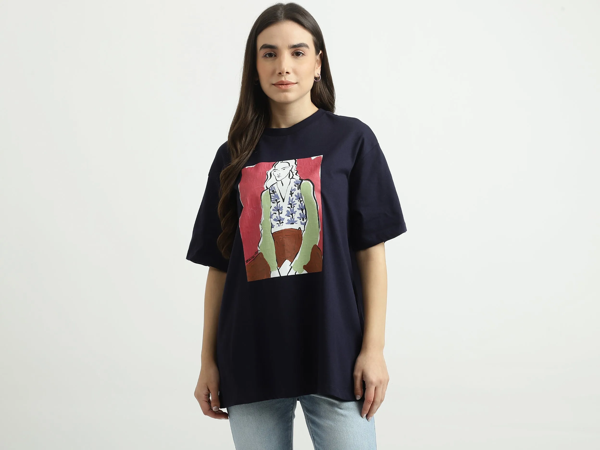Women Printed Round Neck T-shirt
