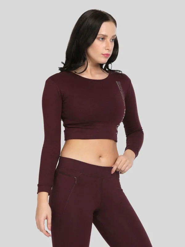Women Wine Solid Crop Top_WARMING UP TOP-WN