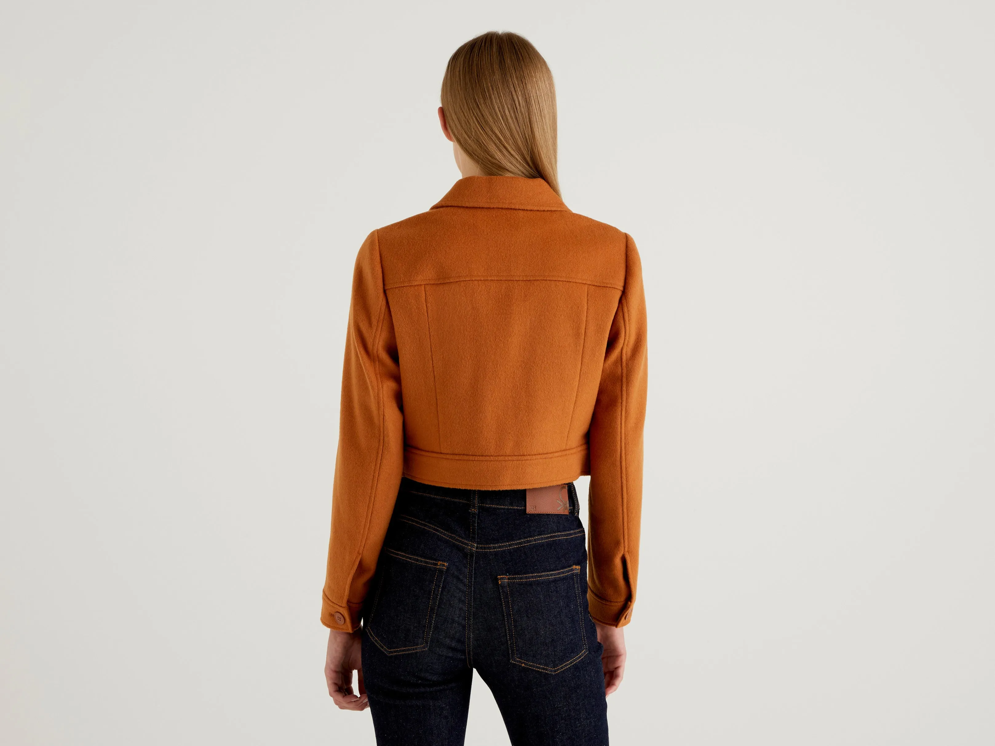 Womens Chest Pocket Style Collared Short Jacket