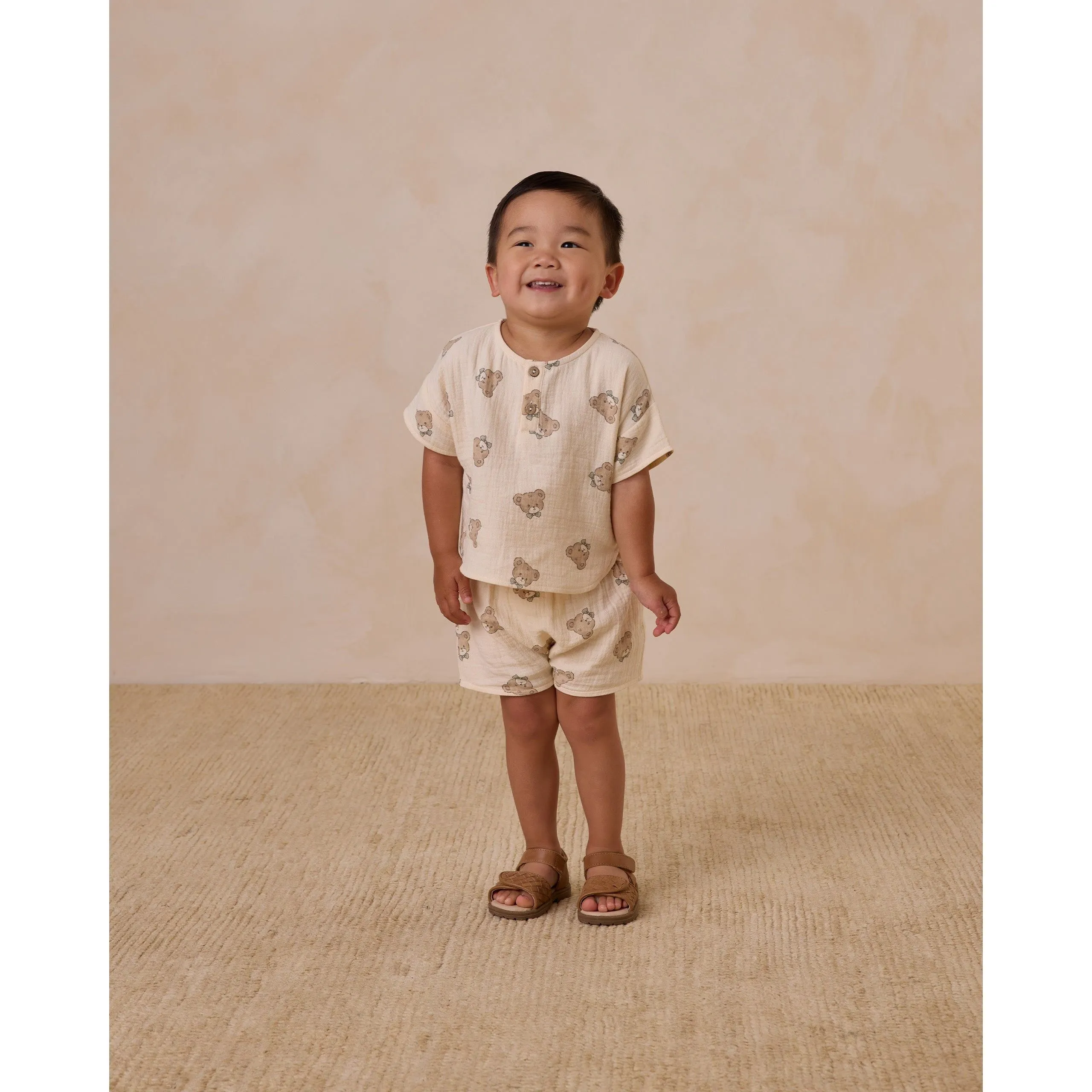 Woven Boxy Top   Short Set || Teddy