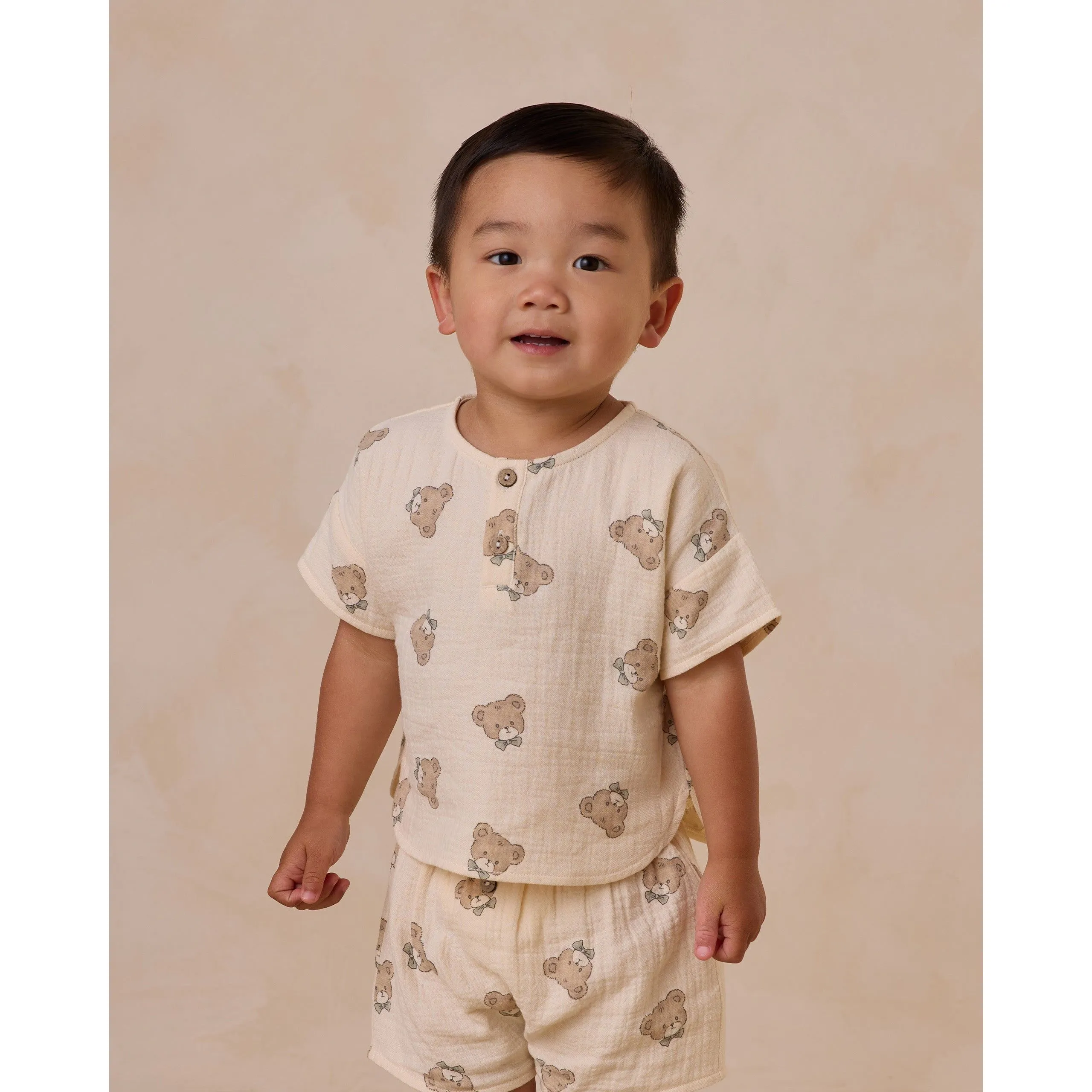 Woven Boxy Top   Short Set || Teddy