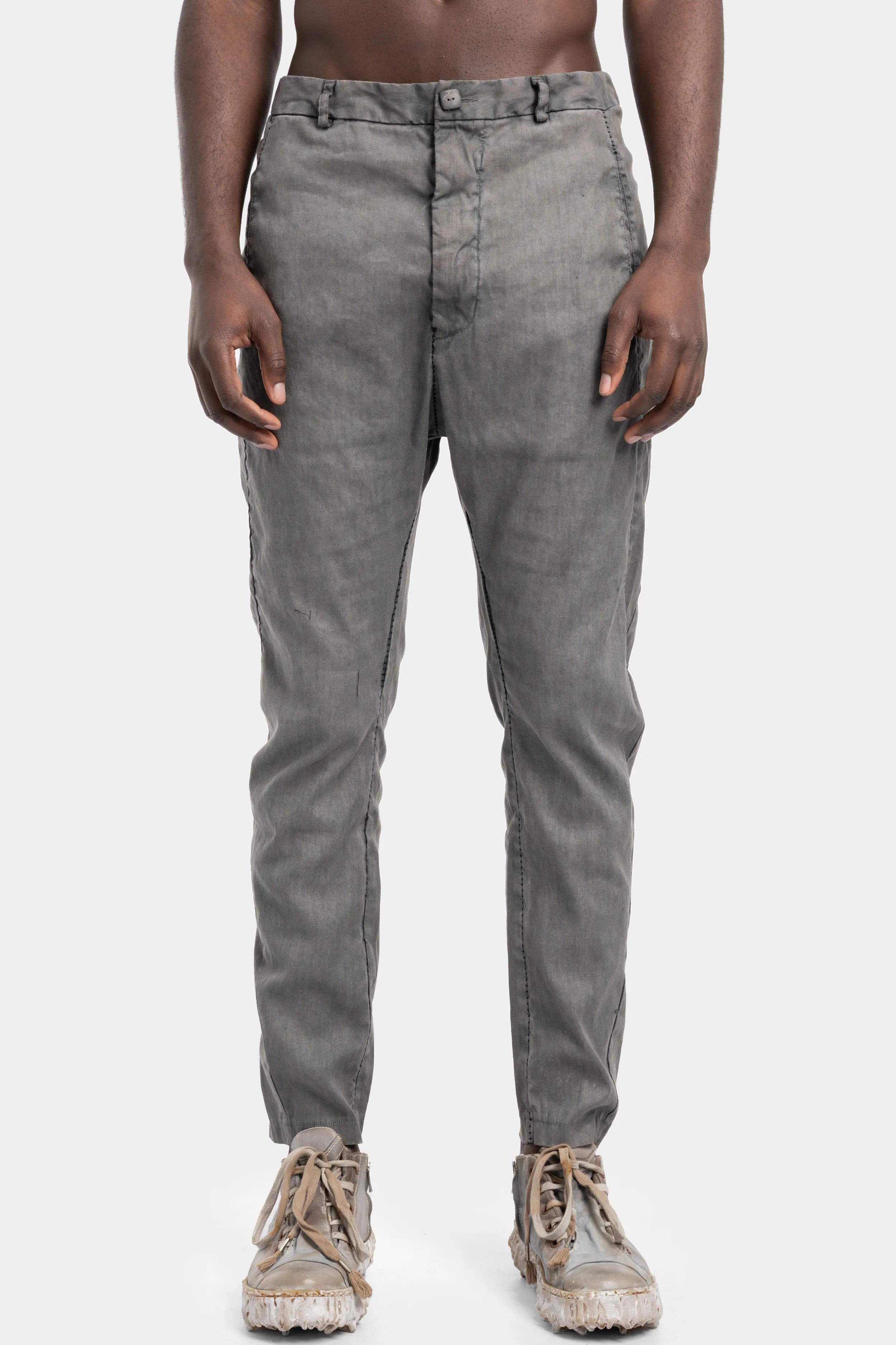 Woven linen pants, Grey wash
