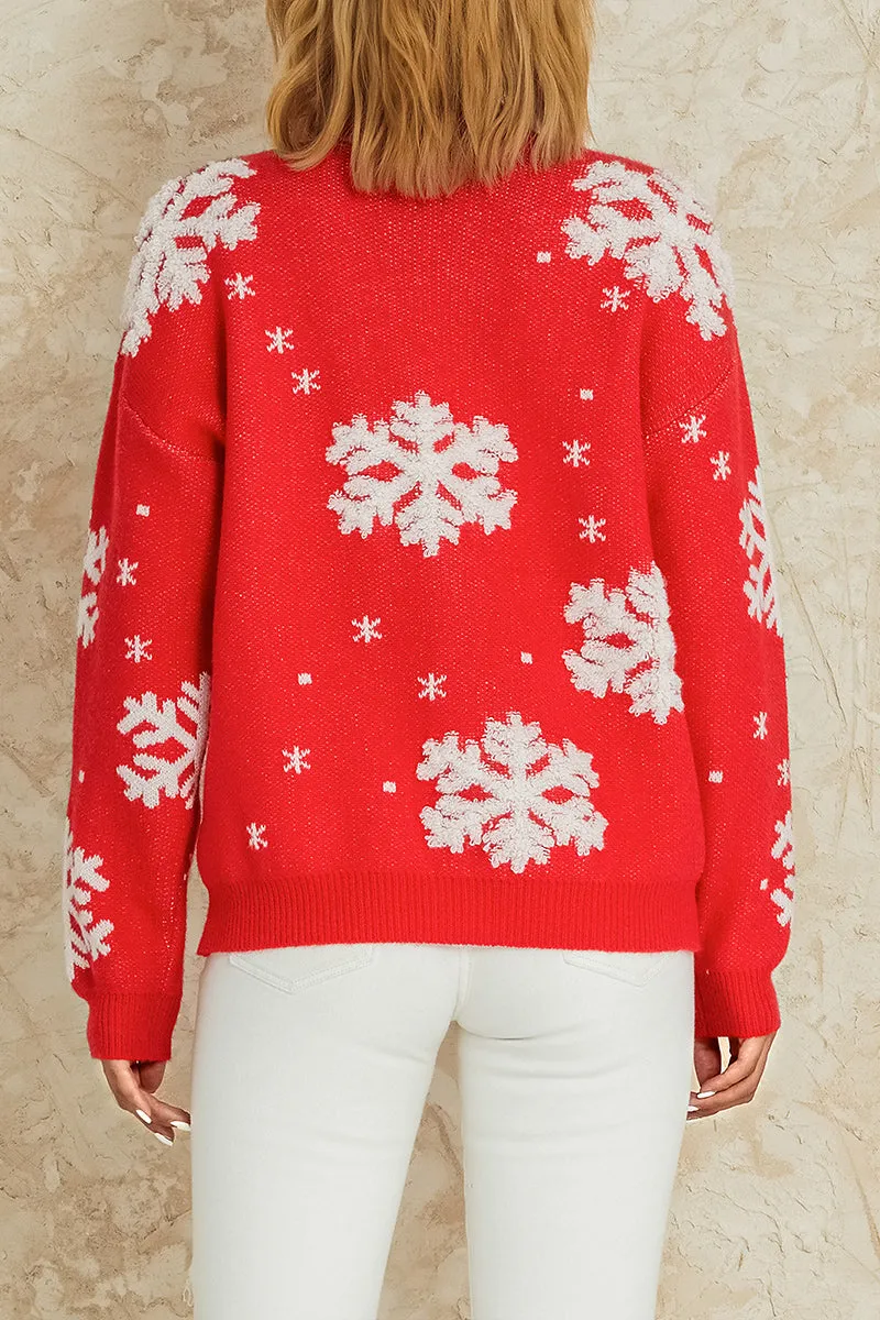 WR3354 Snowflake Holiday Sweater Outerwear