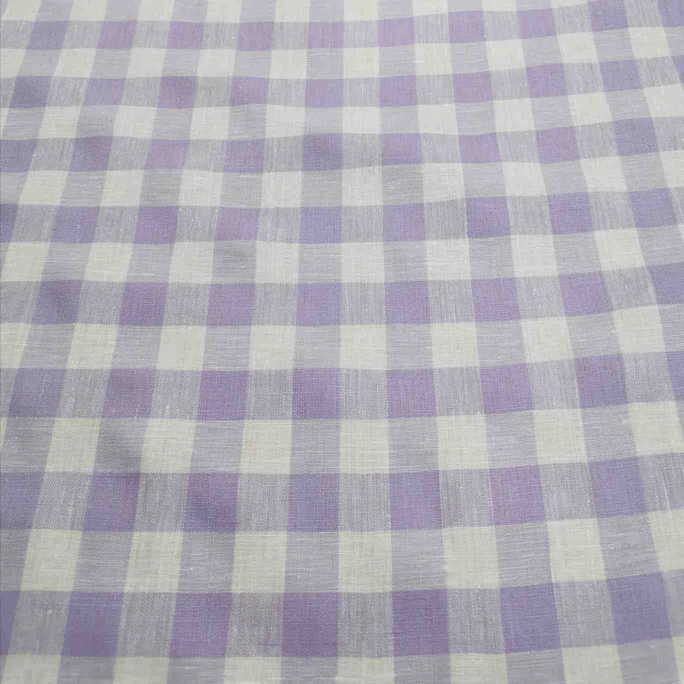 Yarn Dyed Linen, Soft Violet Check