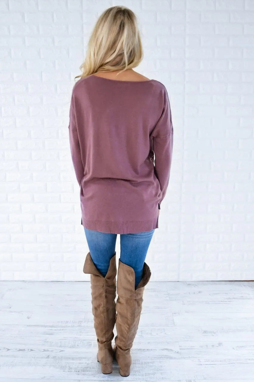You Make My Dreams Sweater Top ~ Soft Plum