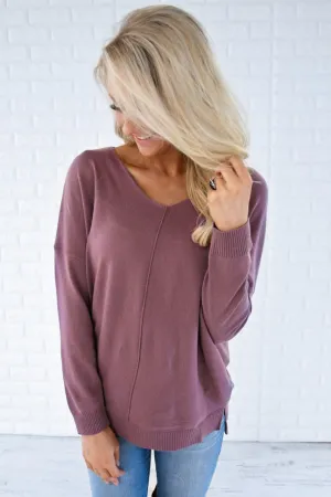 You Make My Dreams Sweater Top ~ Soft Plum